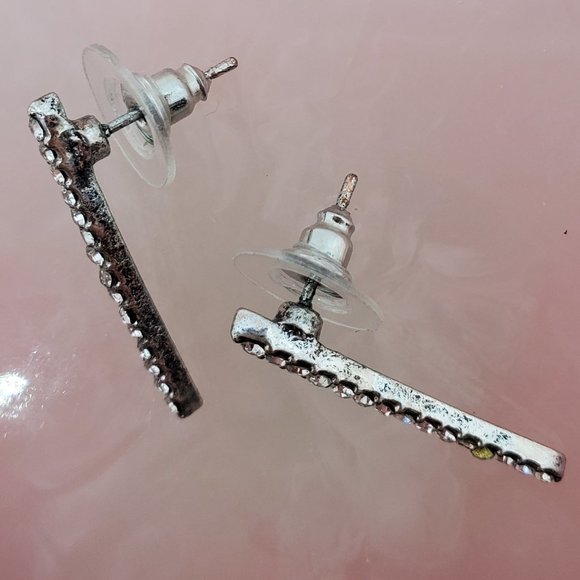 Torrid Silvertone Drop Earrings with Clear Crystals - Picture 3 of 5